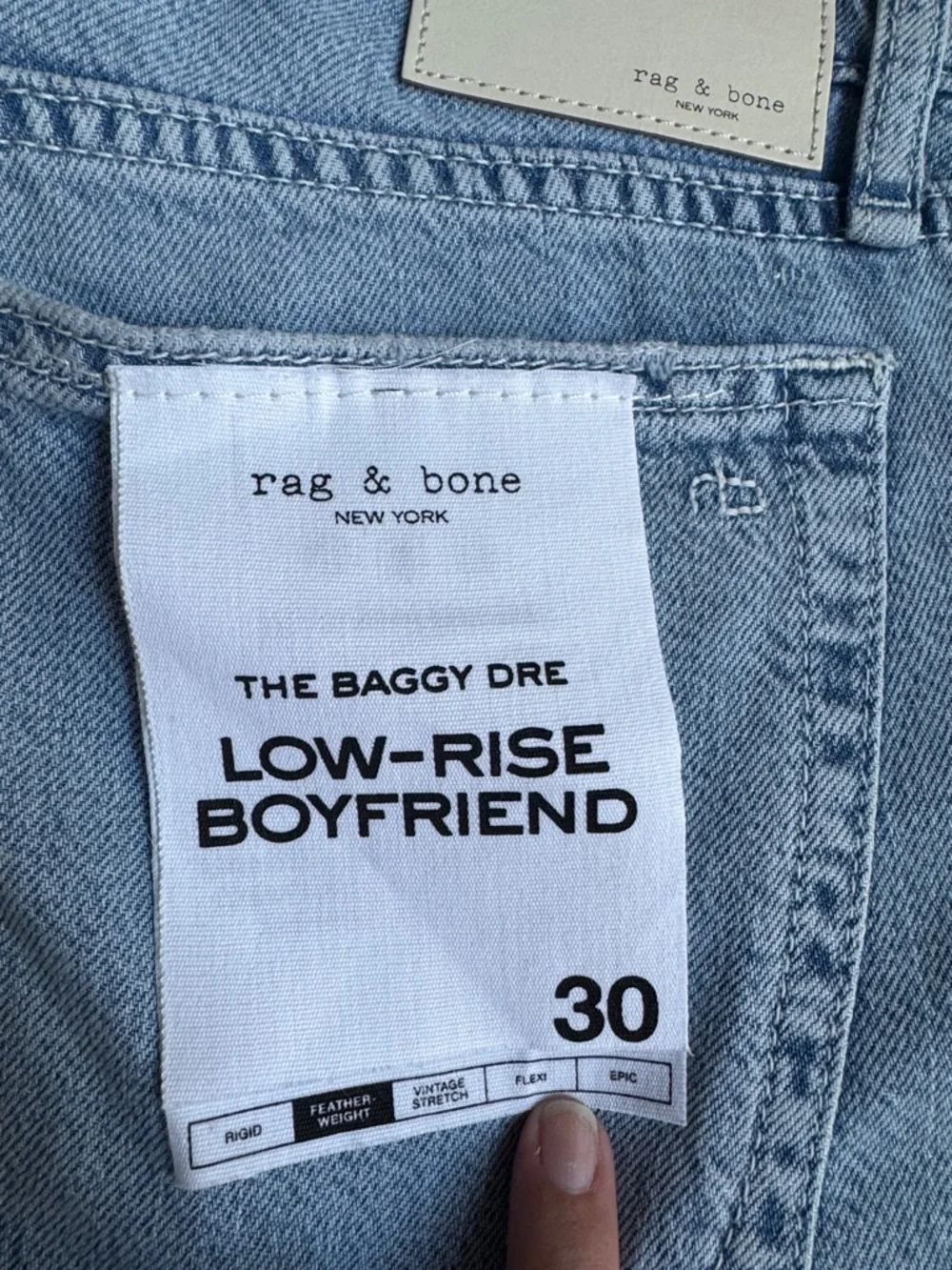 rag & bone Light The Baggy Dre Blue Low-Rise Boyfriend Jeans - Picture 2 of 6